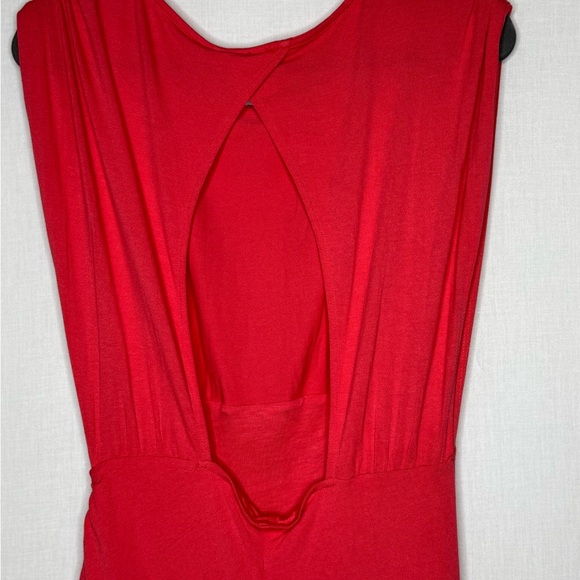 Free People Lakeside Midi Dress Size L Ruched Side Slit Back Cutout Boho Stretch - Picture 7 of 14